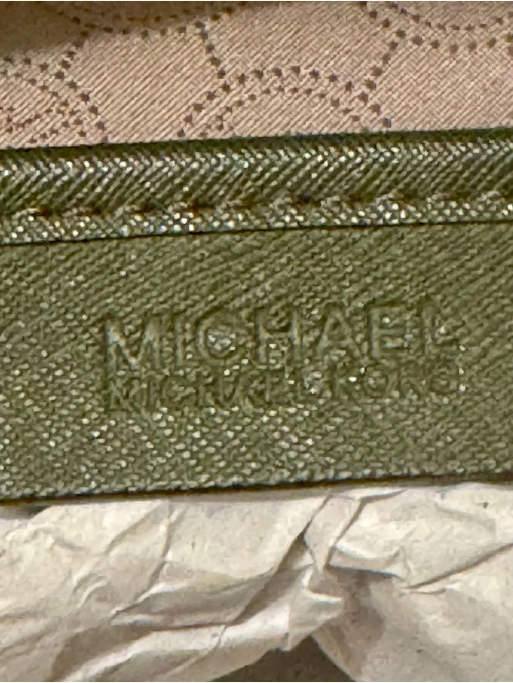 PRE-LOVED Michael Kors Olive Green Large Saffiano Leather Stud Satchel